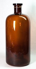 Amber Brown Apothecary Bottle Jar 12" Tall 5" Diameter Round Excellent