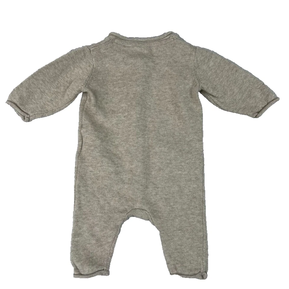 Mono H&M Mameluco Bebé PM Gris Tejido Acanalado 100% Algodón Orgánico Foto 2 de 4