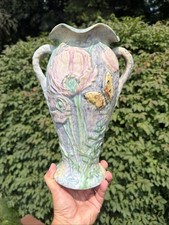 WELLER SILVERTONE ARTS & CRAFTS POTTERY VASE 12