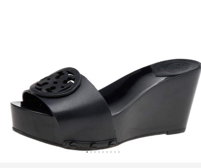 Tory Burch Black Leather Logo Platform Slide Women’s 7.5