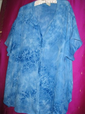 FADED GLORY LABEL,  MOTTLED BLUE V-NECK BLOUSE, SZ. 4X, POLYESTER