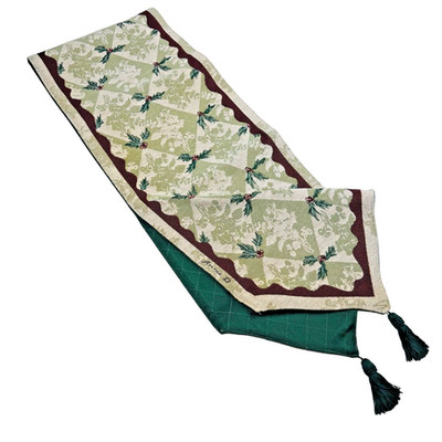 Heart of The Holidays Christmas Holly Tapestry Table Runner ~ Annie Danielson