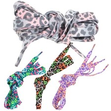 4 Pairs Rave Shoes Leopard Print Laces Reflective Shoelaces for Women
