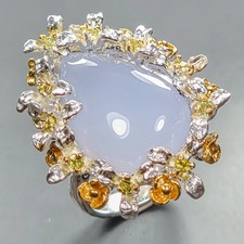 Jewelry ring 22 ct Natural Chalcedony Ring 925 Sterling Silver Size 8 /R445222