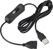 MECCANIXITY USB Cable with ON/Off Switch, Male to Female Extension Black
