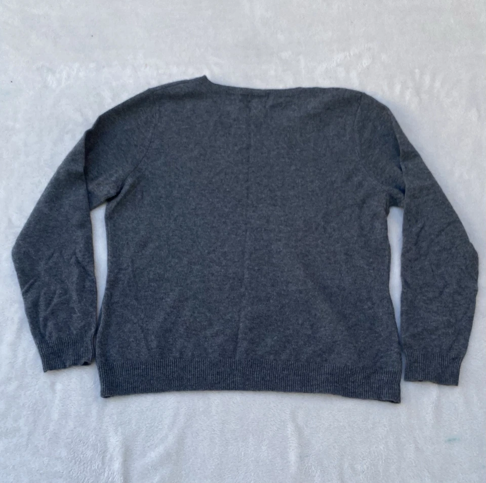 Jaclyn Smith Women's Gray V Neck 100% Cashmere Long Sleeve Sweater XL - Image 2 of 3