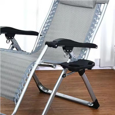 Reclining Sun Lounger Outdoor Garden Folding Gravity Chair Tray Holder Portable