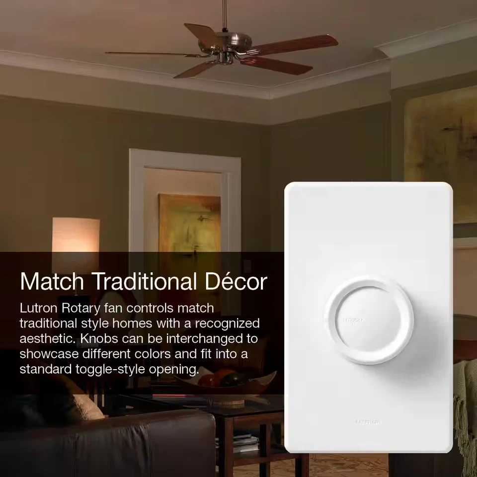 Control de ventilador monopolar giratorio de 1,5 amperios de 3 velocidades, blanco (750450) Foto 3 de 4