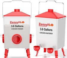 3.6 Gallons Chicken Feeder Bucket with Handle, anti Roost Cone and Adjustable...