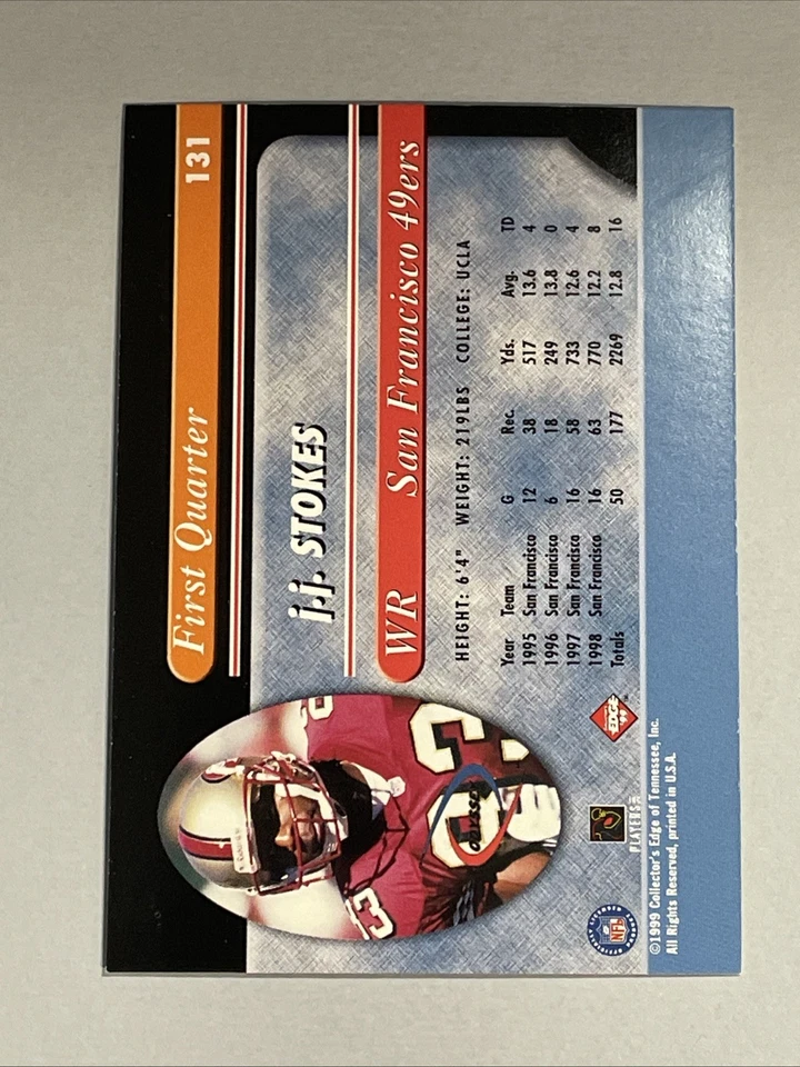 J.J. Stokes 1999 Collector’s Edge Odyssey 49ers #131   *1880* - Image 2 of 2