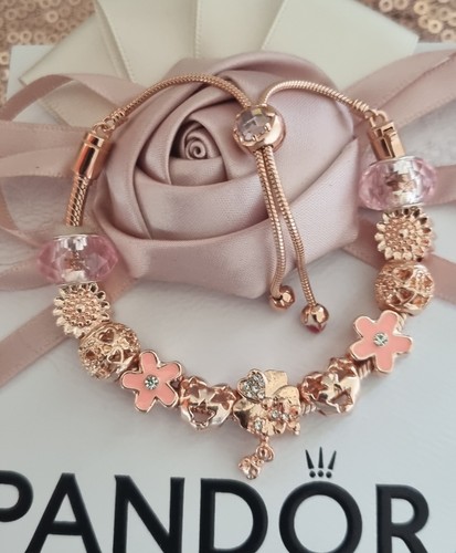 Genuine Pandora Bracelet Rose Gold,Adjustable & Rose Gold Charms Comes with Box.