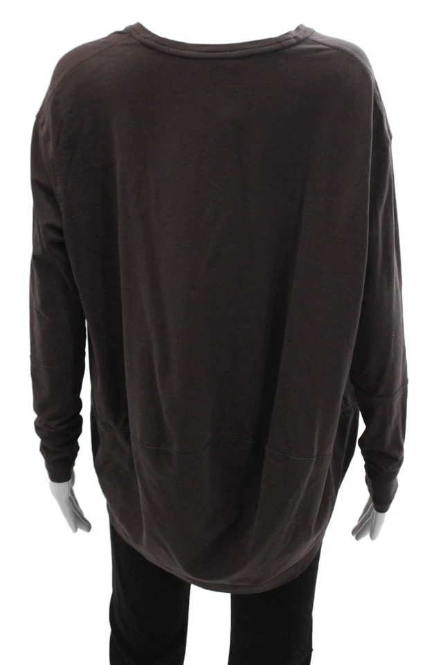 Túnica básica Lululemon para mujer marrón cuello en V manga larga algodón pima talla 6 Foto 3 de 4