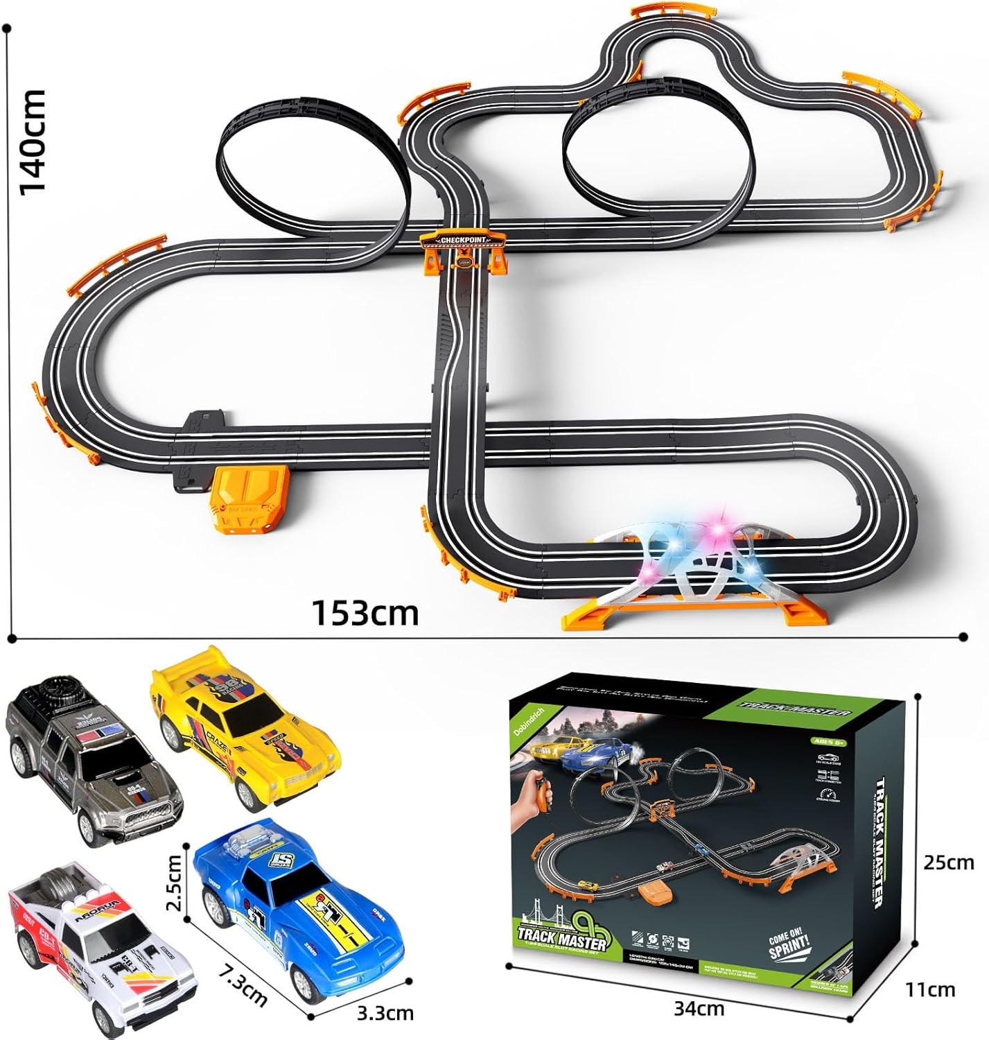 Slot Car Race Track Set Electric Powered Race Track Dual Racing Car Track Set
