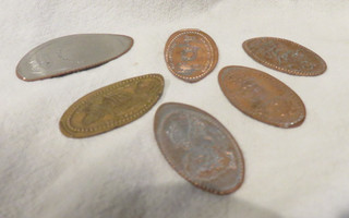 6 Elongated Flattened Coins Penny Quarter Disney Busch Chabot Japanese Garden