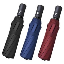 RONIARE 3 Packs Travel Umbrellas for rain Windproof Compact Black Blue Red