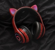 Red Cat Ear Headphones | Bluetooth Wireless | LED Gaming Headset