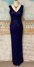 Quiz Maxi Dress 6 Purple Sequin Bodycon Prom Long Stretch Evening Gatsby Deco