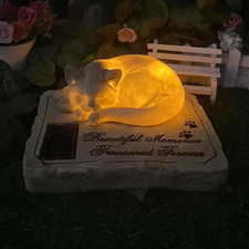 Solar Light Cat Memorial Stone, Cat Grave Markers, Cat Headstone, Cat Memorial