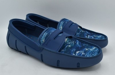 SWIMS Mens Size 9 Ensign Blue Printed Penny Shoes Loafers  display picture 3
