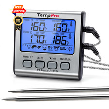 TempPro TP17 Dual Probe Digital Cooking Meat 2-probes, Light Silver