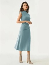 OGL Mockneck Tucks Midi Dress