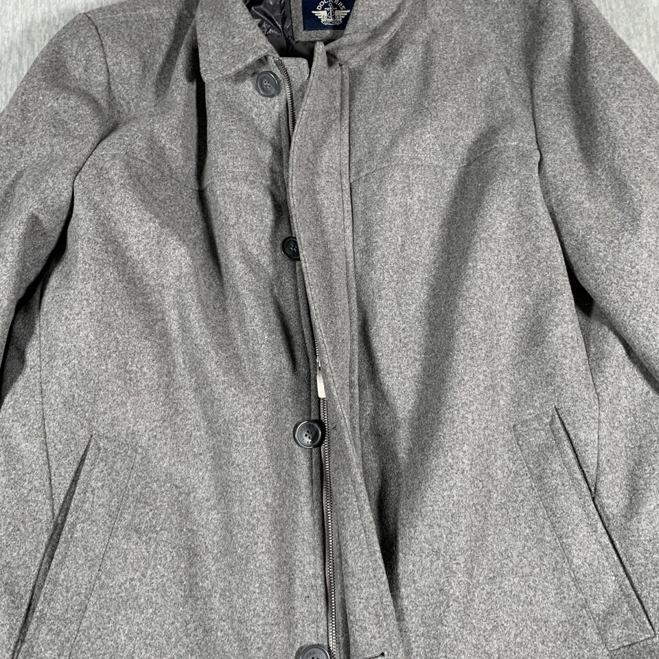 Dockers Coat Mens 2XL Gray Wool Blend Car Coat Zip Button Quilted Lined Overcoat - Image 4 of 4