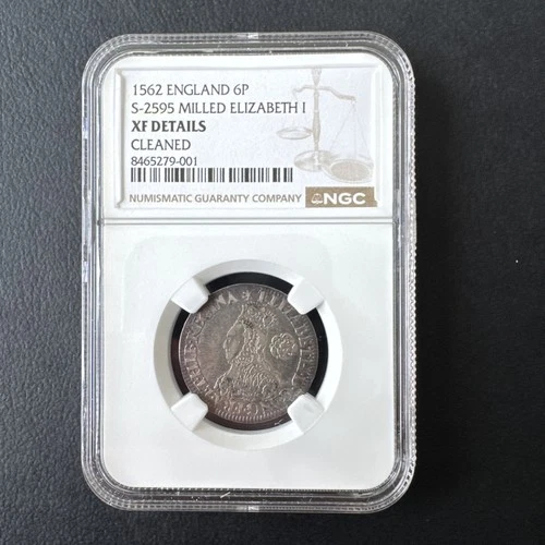 NGC - England 1562 - 6 Pence / 6d - Queen Elizabeth | - Milled Issue; Large Rose