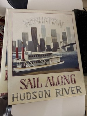 Set of 2 Manhattan / New York Hudson River Wall Art Canvas Prints