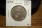 1845 Seated Liberty Half Dollar- About Uncirculated (AU) Details (uncertified)