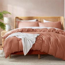 Nestl Rust Duvet Cover Queen Size - Soft Double Brushed Queen Duvet Cover Set...