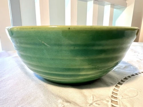 Vintage Green Bauer Ringed Bowl - 5" Cereal Bowl, Great Condition