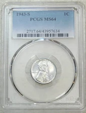 1943-S Lincoln Wartime Steel Cent PCGS MS64 Very Bright Super Luster PQ #V225Z
