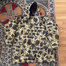 Parka vintage anni 60 70 LL Bean Maine Guide Frog mimetico Goretex isolato con cappuccio 3XL