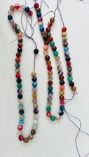 Natural Agate Faceted Beads Dyed Round Mixed Colors 8mm Hole Qty 2 Strands