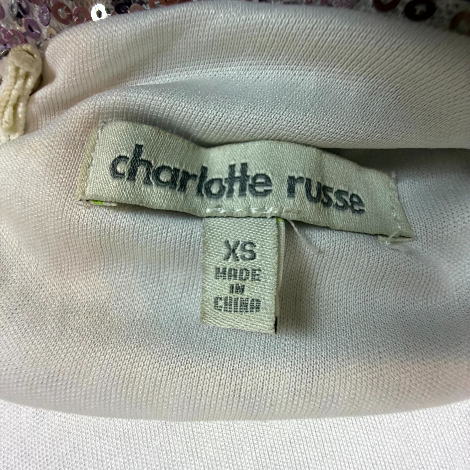 Charlotte Russe Bling Mini Dress Womens XS Pink Silver Sequin NYE Party HOCO