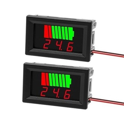 2Pack DC 12V, 24V, 36V, 48V, 60V Battery Indicator Voltage Meter 2 in 1 Battery