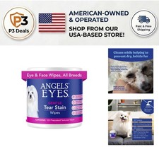 100 Count Angel's Eyes Tear Stain Wipes - Aloe Vera Scented for Dogs  Cats