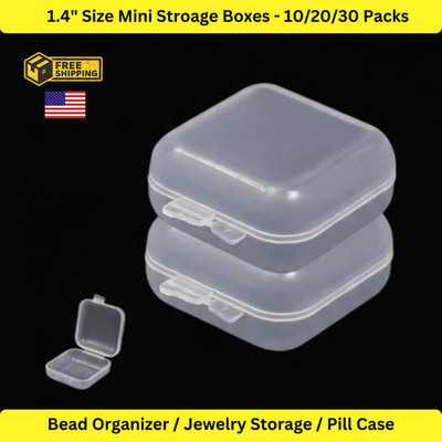 10/20/30 Mini Clear Plastic Storage Box Jewelry Container Bead Case 1.4'' x 1.4''