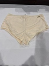 Missguided Cream Ribbed High-Cut Bikini Brief