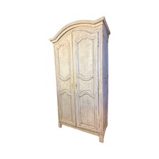 Antique French Armoire - Large Carved Arched Wardrobe Shabby Chic Project 217cm