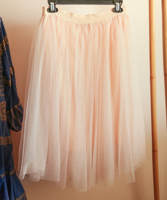 Haute Monde Blush Pink Peach Tulle Skirt Midi Mid-length Ballerina Skirt M / L