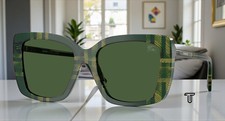 BURBERRY BE4456 416971 Check Green Dark Green 54 mm Women's Sunglasses