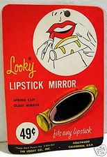Vintage 1960 Looky Lipstick Mirror Display Card Old Store Stock Hollywood Calif