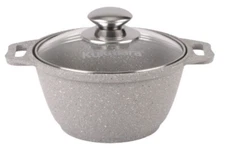 1.1 qt Gray Kukmara Non-Stick Cast Aluminum Stockpot with Glass Lid, Made Russia