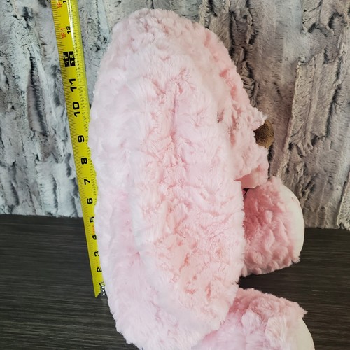 Dan Dee rosa Plüschhund 14 Zoll sitzendes Stofftier Welpe mit transparenter gepunkteter Schleife - Bild 4 von 6