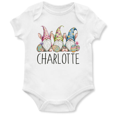 Personalisierter Ostern Kinder Strampler süße Wichtel Baby individuell Frühling Glückswesten