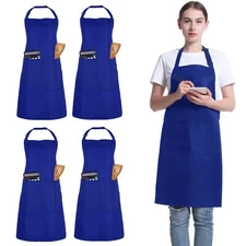 4 Pack Chef Apron Adjustable Unisex Aprons with 2 Pockets Kitchen Restaurant