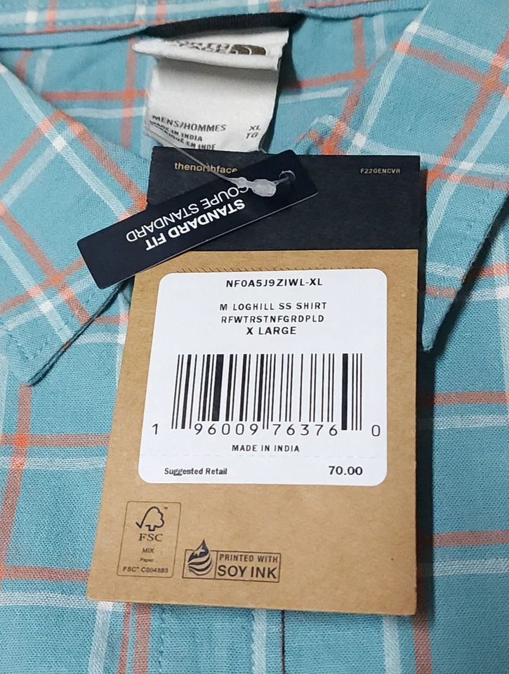 The North Face Mens Check Button Up Dress Shirt XL Light Blue - New w/ Tags NWT - Image 4 of 4