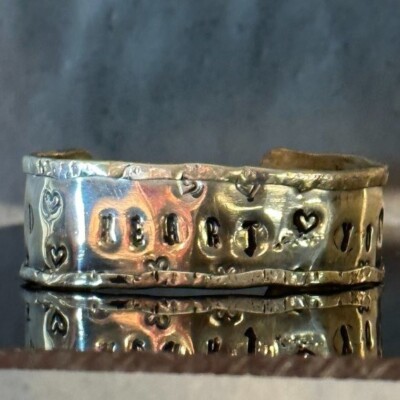 Handarbeit Sterling Silber Armband Manschette I Herz Du Herzen 925 Rustikal Medium