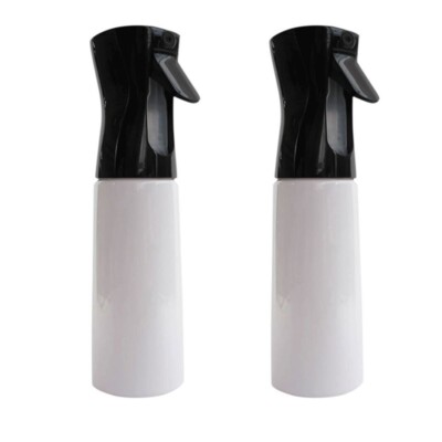 Fine Mist Spray Bottle 10 oz. Black spray head with white bottle (2 bottles)